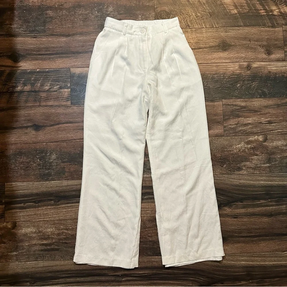 Aqua cotton and linen lined pants size XS - Picture 13 of 13